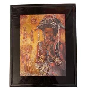 African Woman Beauty - Foil Art Print Wall Art Home Decor - Framed